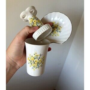 Vintage Ceramic Floral Bathroom Accessory Set 3pc